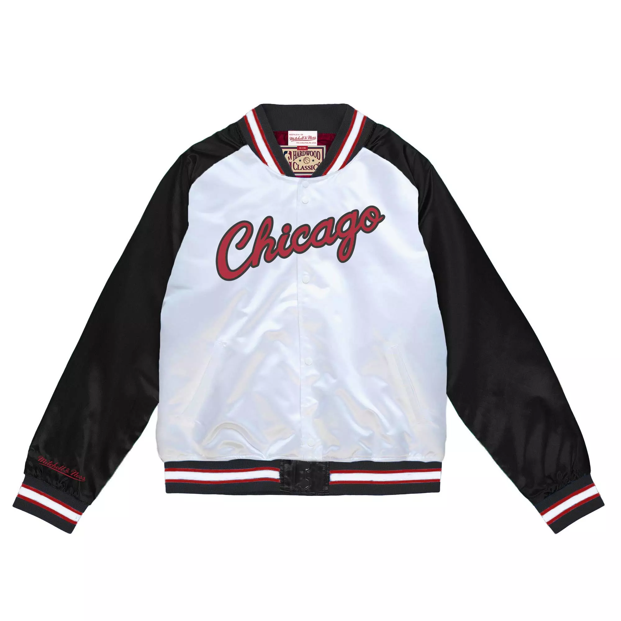 Mitchell & Ness Bulls Satin Jacket Black | Hibbett